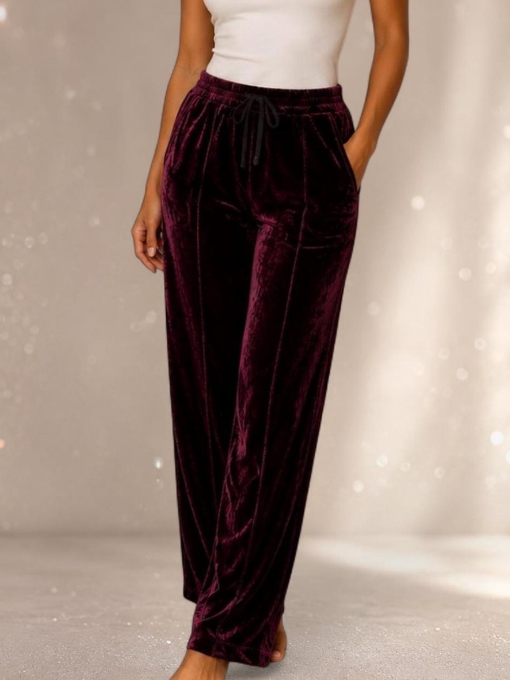 Tom Ford Velvet Wide-Leg Lounge Pants in Plum